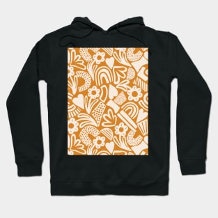 Tween spirit abstract flowers and rainbows in mustard yellow Hoodie